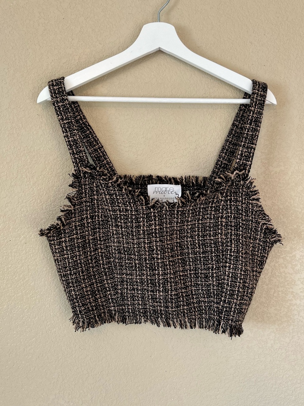 Mare Mare x Anthropologie Woven Tweed Cropped Tank Size M Elevated Chic - Picture 2 of 11